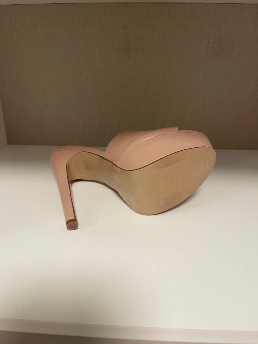 Steve Madden Nude Leather Platform Mule Heels | Women's Size 7